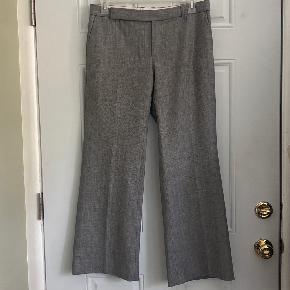 Gap Stretch Modern Fit Flare Gray Twill Lined Trouser Pants, Size 12 Ankle
